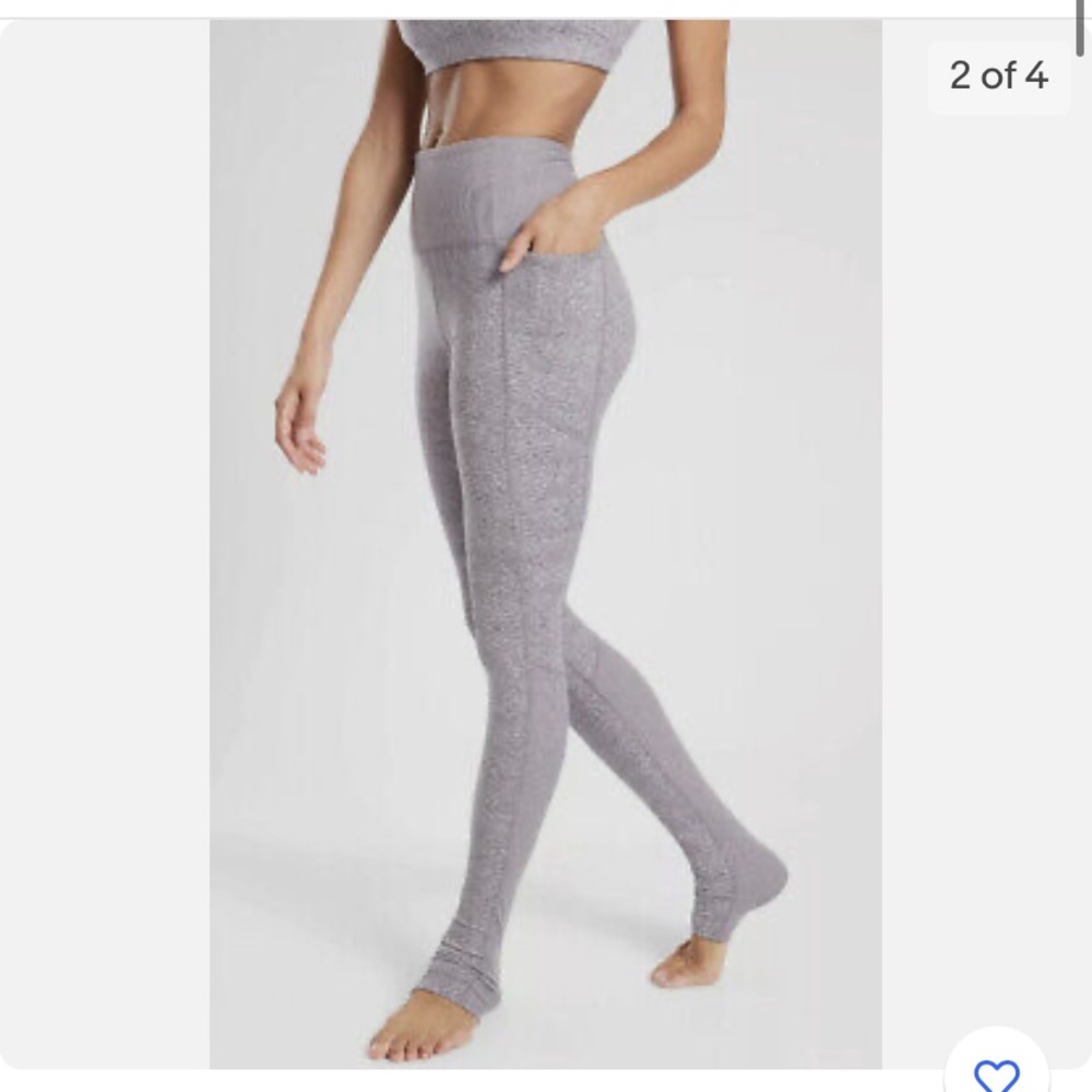Athleta exhale stash pocket heel leggings size small light purple heather